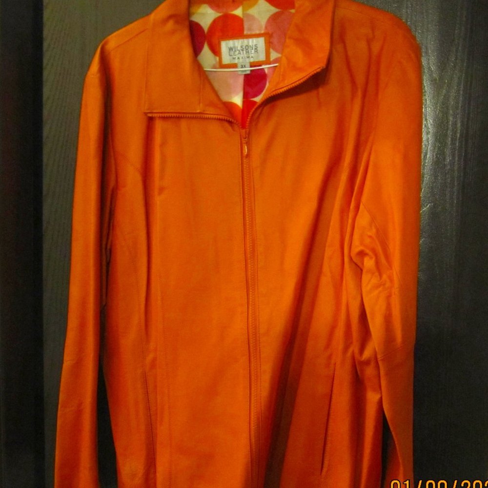 Wilson Orange Genuine  Leather Jacket